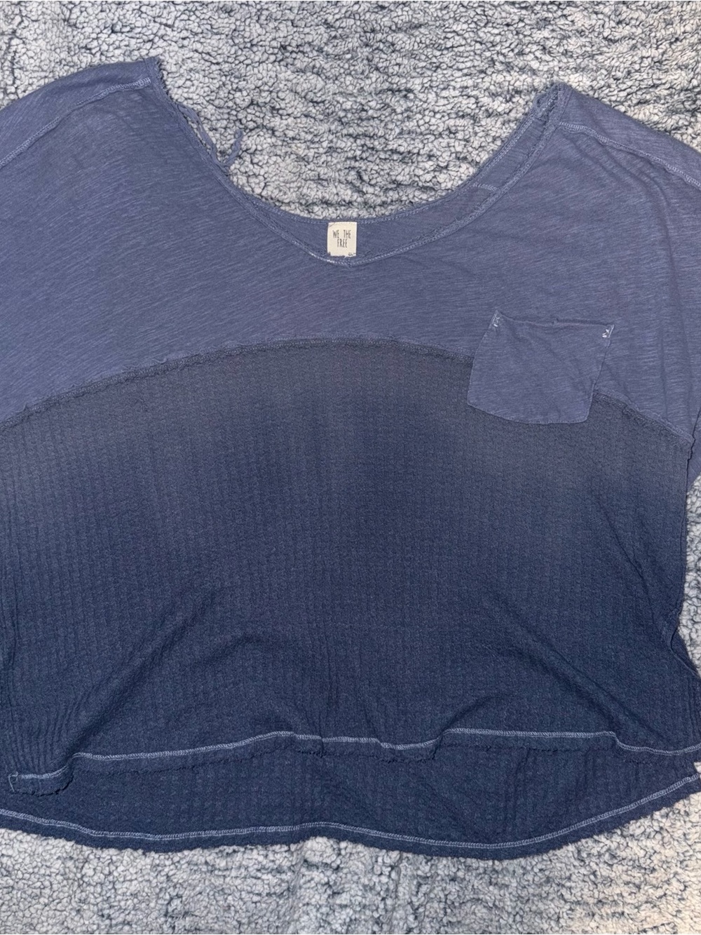 We the free oversized ombré Navy Blue Short Sleeve Pocket Top